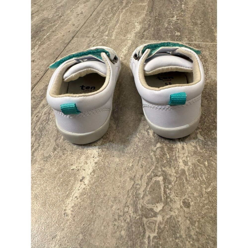 Ten Little Everyday Original Toddler Shoes Size 5.5 White Teal Hook and Loop - Picture 5 of 8